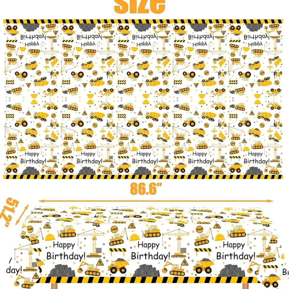 52 Pcs Construction 3rd Birthday Party Supplies